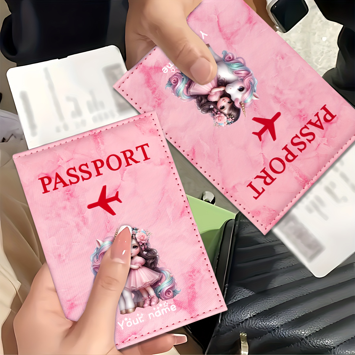 Travel Accessories Plane - Porta-passaporte em PU com padrão de