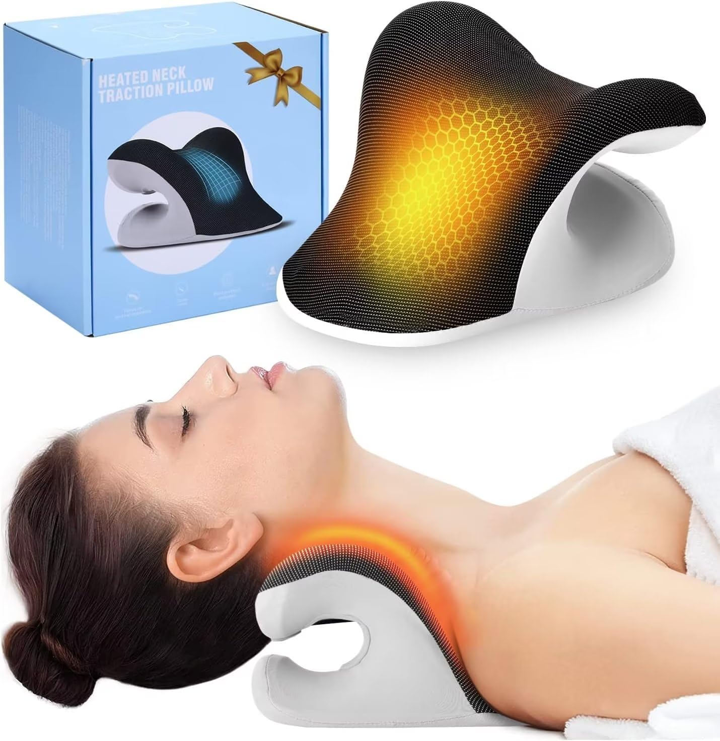 Neck Pillow Memory Foam - Almofada Terapêutica Aquecida para Alongamento do